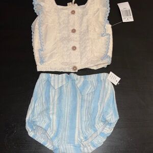 Jessica Simpson baby girl eyelet top and bloomers set Sz 18M new